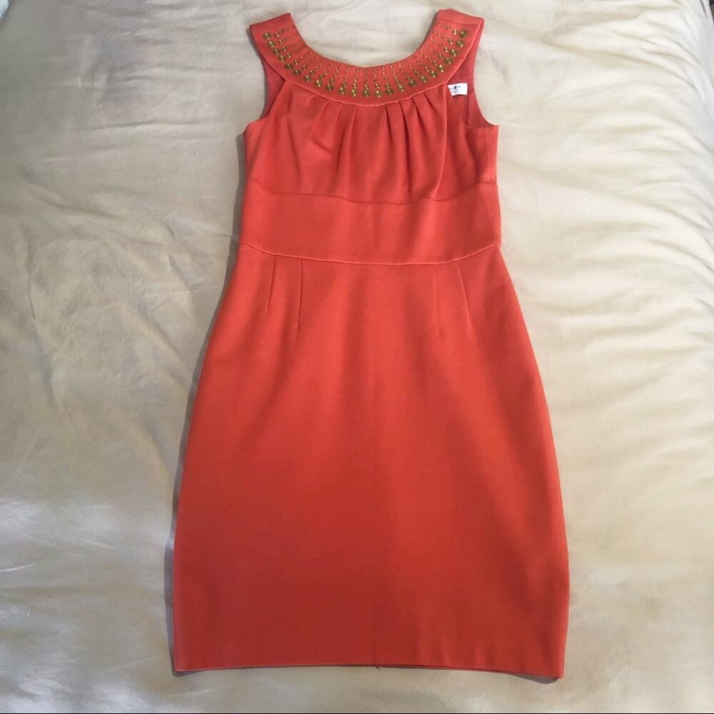 Trina Turk Women's Orange and Gold Embellished Cocktail Dress Size 6